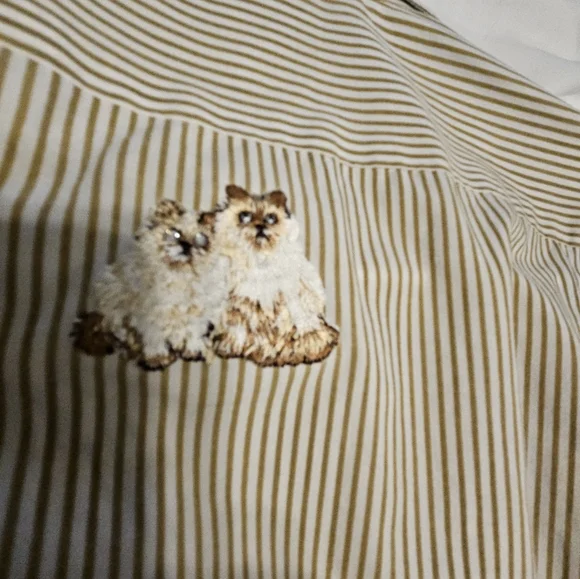 Vintage Las Olas Wearable Art W/ 7 Glitter Eyed Persian And Other Cats - Picture 15 of 16